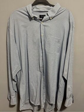 Brooks Brothers Men's Blue and White Checkered Shirt. Size XXL